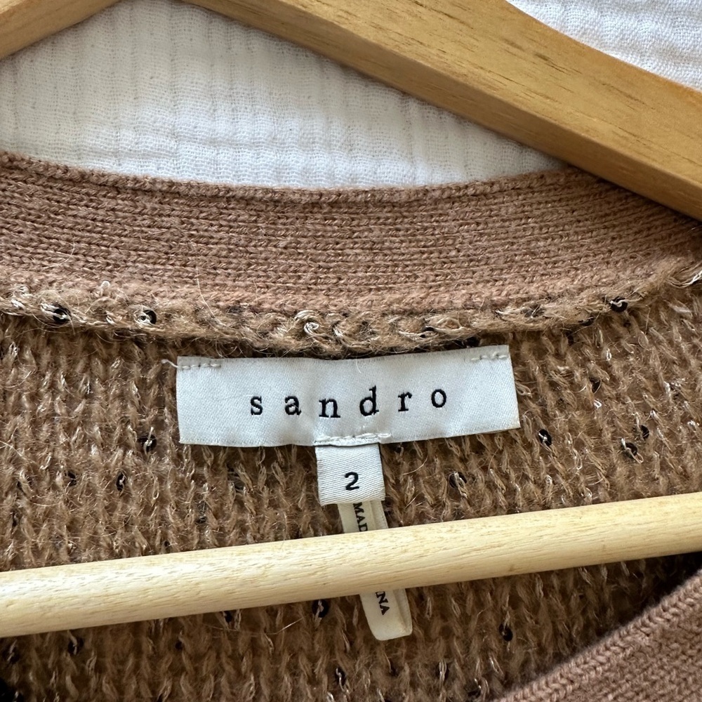 Sandro Tan Textured Knit Sweater Dress - Picture 4 of 5